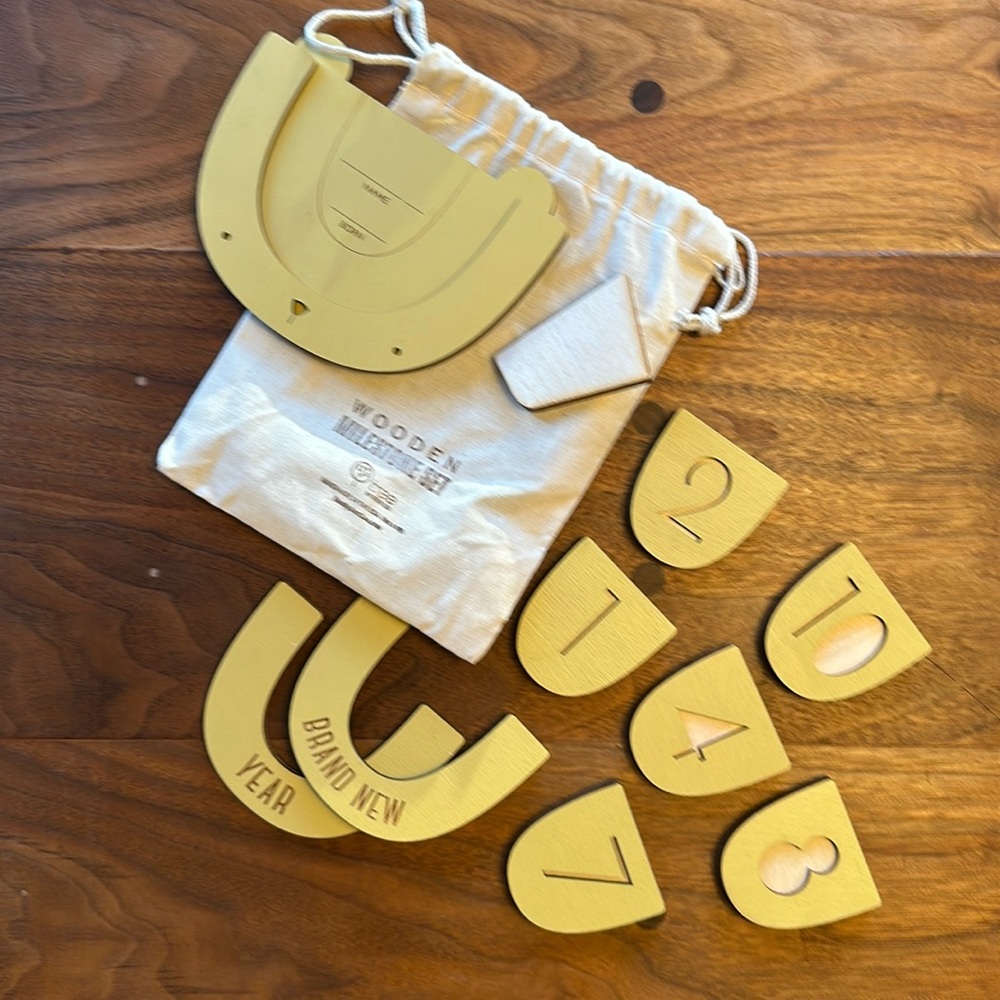 NWOT wooden baby milestone set by Kerri Lee